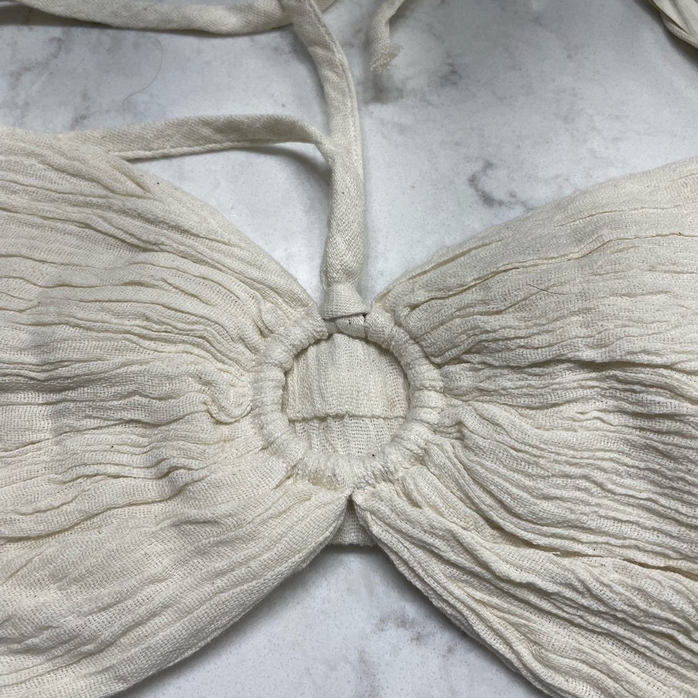 NWT SAVANNAH MORROW Summer Top Shirt Women’s Cream Organic
Cotton bandeau Large - Picture 9 of 10